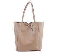 SubMeHa Ladies Italian Leather Shopper Bag, Large Shoulder Tote, Women's Handbag (Khaki)