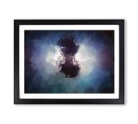Submerged Cello In Abstract Modern Art Framed Wall Art Print, Ready to Hang Picture for Living Room Bedroom Home Office Décor, Black A2 (64 x 46 cm)