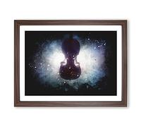 Submerged Cello Paint Splash Modern Art Framed Print | A3 Walnut Framed Wall Art | Ready to Hang | Modern Nature Picture | Living Room Bedroom Lounge Office