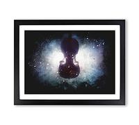 Submerged Cello Paint Splash Modern Art Framed Wall Art Print, Ready to Hang Picture for Living Room Bedroom Home Office Décor, Black A2 (64 x 46 cm)