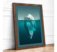 Submerged Depths Coastal Framed Wall Art Print A4 Walnut