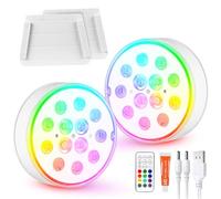 Submersible LED Light, Rechargeable LED Swimming Pool Underwater IP68 Waterproof 16 RGB Colours Pool Lamp with Remote Control, Waterproof Bathtub Lights for Garden, Pool, Vase, Aquarium