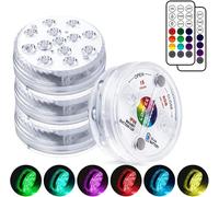 Submersible LED Lights w/Remote, 13 LED Pool Lights for Inground/Above Ground Pool w/Magnets & 10 Suction Cups, 16 Color Changing Underwater Light for Ponds, Battery Operated (4 Packs)