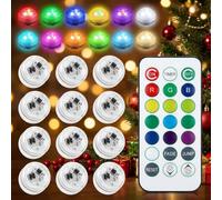 Submersible LED Lights, Waterproof LED Pool Lights with Remote, Battery Operated Colour Changing Flameless LED Battery Tea Lights for Vase, Bath, Wedding, Thanksgiving Day, Christmas Deco (12PCS)