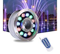 Submersible LED Pool Lights - With Remote Control Waterproof Underwater Light, 12/24V LED Underwater Spotlight, IP68 Waterproof Middle Hole Pond Lighting, RGB Lights With Remote Control ( Color : RGB+