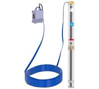 Submersible Pump 95 mm / 3.75" 13 800 l/h 2200 W 20 m Cable 76,4 m Lift Stainless Steel - Well Pumps by Hillvert Silver