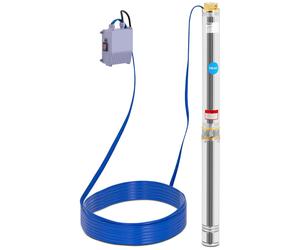 Submersible Pump 95 mm / 3.75" 13 800 l/h 2200 W 20 m Cable 76,4 m Lift Stainless Steel - Well Pumps by Hillvert Silver