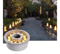 Submersible Underwater Pond Lights, LED Ring Fountain Light, IP68 Waterproof Stainless Steel Spotlight, AC12V Middle Hole Pool Lights(Warm White,12W-AC12V)