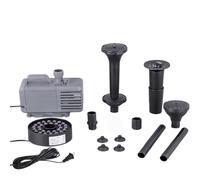 Submersible Water Pump with Adjustable Flow and LED Light, Includes Multiple Spray Nozzles for Garden Ponds and Fish Tanks