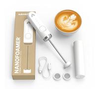 Subminimal Performance Milk Foamer - NanoFoamer Lithium Handheld Frother - Rechargeable, Dual-Speed Microfoamer - Microfoamed in 30 Seconds - Barista-Style Coffee Drinks at Home, White Special Edition
