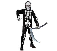 SUBRINGE Skeleton Costume for Children with Short Scythe Halloween Skeleton Costume Luminous Skeleton Halloween Carnival Theme Party (S)