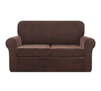 subrtex 2-Seater Stretch Velvet Sofa Couch Cover with Separate Cushion Soft Sofa Slipcover for Modern Plush Furniture Protector（2 Seaters, Chocolate Velvet）