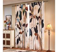 subrtex Printed Curtains Room Darkening for Bedroom Living Room Kids Room Dining Room Valance Colorful Window Drapes 2 Panel Set (52'' x 63'', Brown)