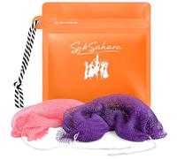 SubSahara African Net Sponge Authentic - 2 Pieces Exfoliating Scrubber for All Skin Types, Ideal for Face & Body Daily Use, Durable, Gentle Exfoliation (Purple & Pink)