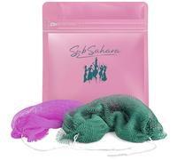 SubSahara African Net Sponge Authentic - 2 Pieces Exfoliating Scrubber for All Skin Types, Ideal for Face & Body Daily Use, Durable, Gentle Exfoliation (Rose Purple & Big Green)