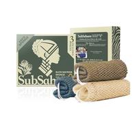 SubSahara African Net Sponge Authentic - 3 Pieces Gentle Exfoliating Scrubber for All Skin Types, Bath Sponge for Face & Body, Travel Portable