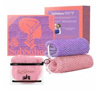 SubSahara Authentic African Net Sponge,2 Pack 45-In Exfoliating Bath Sponge and Shower Loofah for Body and Back,Colorfast Quick-Dry Knotted Mesh Scrubber with Travel Pouch (Blush Pink&Lavender Purple)