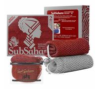 SubSahara Authentic African Net Sponge, 2 Pack 45-Inch Exfoliating Bath Sponge and Shower Loofah for Body and Back, Colorfast Quick-Dry Knotted Mesh Scrubber with Travel Pouch (Gray & Rust Red)