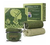 SubSahara Authentic African Net Sponge, 2 Pack 45-Inch Exfoliating Bath Sponge and Shower Loofah for Body and Back, Quick-Dry Durable Knotted Mesh Scrubber (Olive Green & Light Green)