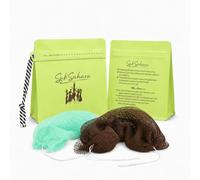 SubSahara Authentic African Net Sponge, 2 Pack Exfoliating Bath Sponge and Shower Loofah for Body & Back, 45-Inch Stretchable Washcloth, Quick-Dry Reusable Body Scrubber (Green & Brown)