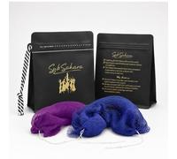 SubSahara Authentic African Net Sponge, 2 Pack Exfoliating Bath Sponge and Shower Loofah for Body & Back, 45-Inch Stretchable Washcloth, Quick-Dry Reusable Body Scrubber (Blue & Purple)