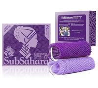 SubSahara Authentic African Net Sponge - 2 Pieces Exfoliating Scrubber for All Skin Types, Bath Sponge for Face & Body, Travel Portable, Durable, Gentle Exfoliation (Deep Purple & Iavender Purple)