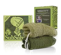 SubSahara Authentic African Net Sponge - 2 Pieces Exfoliating Scrubber for All Skin Types, Bath Sponge for Face & Body, Travel Portable, Durable, Gentle Exfoliation (Olive Green & Light Green)