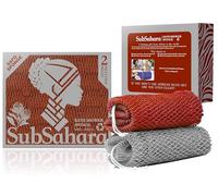 SubSahara Authentic African Net Sponge - 2 Pieces Exfoliating Scrubber for All Skin Types, Bath Sponge for Face & Body, Travel Portable, Durable, Gentle Exfoliation (Gray & Rust Red)