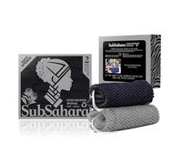 SubSahara Authentic African Net Sponge - 2 Pieces Exfoliating Scrubber for All Skin Types, Bath Sponge for Face & Body, Travel Portable, Durable, Gentle Exfoliation (Black & Grey)