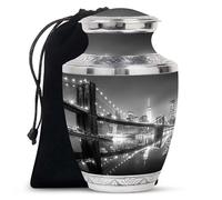 SUBSH Brooklyn Bridge At Night - Urn For Human Ashes - 10 Inch - Cremation Urns - Large With Velvet Bag - Decorative Urn For Male - Modern Urn For Adults - Funeral Urns - Memorial Urns For Mom And Dad