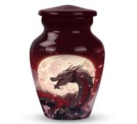 SUBSH Crimson Moonrise The Scarlet Dragon - Keepsake Urns - Cremation Urns for Adults - 3 Inch - Pack of 1 - Burial Ashes Urns - Mini Urns for Male - Decorative Urns - Memorial Urns for Human Remains