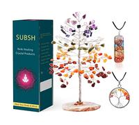 SUBSH Crystal Tree of Life - Wrapped On Natural Geode Agate Slice Base Healing Crystals for Beginners Chakra Set Positivity Gifts