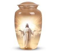 SUBSH Jesus Christ in Front of The Holy Cross in Sky - Large Cremation Urns - Large Urns for Human Ashes Adult - 10inch Large - Urns for Ashes Adult Female Mom - Unique Memorial Keepsakes - Ashes Urn