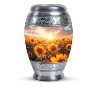 SUBSH Sunflower Twilight - Memorial Burial Urn - Pack of 1 - Small Ashes Keepsake for Sister - Cremation Urns for Adults Male & Female - Small Keepsake Urn for Mom & Dad Ashes - Decorative Metal Urns