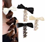 Subsistenceed No Damage Soft Elastic Spiral Hair Ties, Pearl Twisted Wire Telephone Cord Pony Hairwire, Phone Cord Hair Bands for Women & Girls, Spiral Ponytail Holders Hair Bungee(3pcs*b)