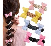 Subsistenceed No Damage Soft Elastic Spiral Hair Ties, Pearl Twisted Wire Telephone Cord Pony Hairwire, Phone Cord Hair Bands for Women & Girls, Spiral Ponytail Holders Hair Bungee(4pcs-c)