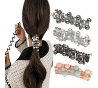 Subsistenceed-No Damage Soft Elastic Spiral Hair Ties, Twisted hair wire pony hairwire for women, Soft Pearl Braided Telephone Elastic Spiral Hairs Ties for Everyday Wear Special Occasions(4PCS A)