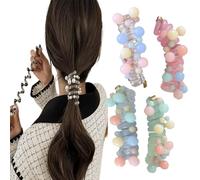 Subsistenceed-No Damage Soft Elastic Spiral Hair Ties, Twisted hair wire pony hairwire for women, Soft Pearl Braided Telephone Elastic Spiral Hairs Ties for Everyday Wear Special Occasions(4PCS D)