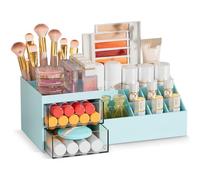 Subsky Makeup Organiser Cosmetics Storage with Drawers, Skincare Organiser, Offices Multi-function Organizer, Cosmetic Storage Box with Drawers, for Dresser, Bedroom, Bathroom, Blue
