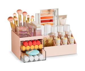 Subsky Makeup Organiser Cosmetics Storage with Drawers, Skincare Organiser, Offices Multi-function Organizer, Cosmetic Storage Box with Drawers,Sl or Dresser, Bedroom, Bathroom, Pink