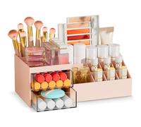 Subsky Makeup Organiser with Drawers, Make Up Storage Cosmetic Dressing Table Organiser Makeup Box with Drawerds for Dresser, Bedroom, Bathroom (White)