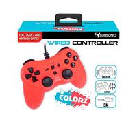 Subsonic - Colorz controller for Nintendo Switch system - Controller with ultra long 3 meter cable, vibration and gyroscope - Neon Red