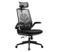 Subsonic - Ergonomic Office Chair I-Care Leaf : Gaming office chair with breathable fibres, sheet lumbar support, adjustable height, backrest and headrest, fold-down armrests, rocking - Black