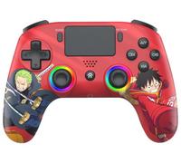 Subsonic - One Piece PS4 Wireless Controller - Controller PS4 Luffy Red | PS4 Wireless Controller with Programmable Paddles and RGB LED, Vibration, 6-axis Gyroscope, Turbo Function and Touch Function