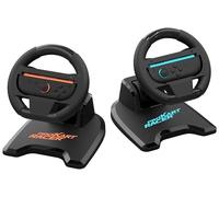Subsonic - Set of 2 steering wheels for Joy-Con Nintendo Switch and Switch 2 - Foldable racing wheels with stand and suction cup holder compatible with Joycon Switch and Switch 2 - Black