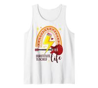 Substitute Teacher Life Boho Rainbow Retro Guitar Teachers Tank Top