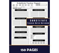 Substitute Teacher Notes Notebook: Substitute Teacher Paper Report To Record The Day's Activities. Substitute Teacher Supplies & Resources.