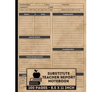 Substitute Teacher Report Notebook: Get A Review On How The Day Was | Substitutes Teachers Record Logbook | 100 Forms