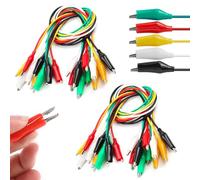 SubTack 20 Pcs Multimeter Test Leads with Small Crocodile Clips - Mini Alligator Clip Jumper Wires for Electrical Testing - 12v Croc Clip Extensions, Multicolored