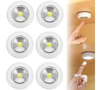 SubTack Stick on Lights - 6 Pack Stick on Push Lights, Battery-Powered Wireless Touch Night Light, Self-Adhesive Under Cabinet Lamps for Wall, Closets, Counters, Bedroom, Kitchen, Garage